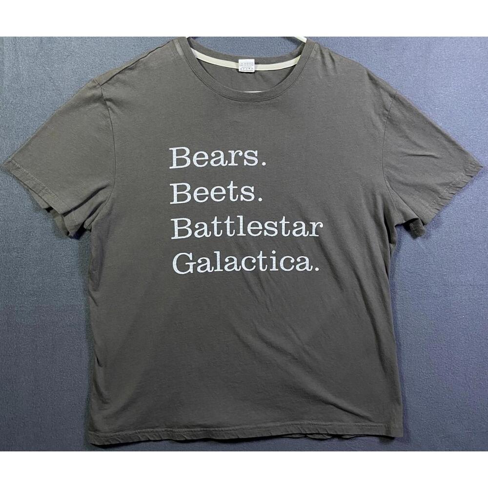 The Office Bears Beets Battlestar Galactica Graphic Gray T-Shirt Size XLarge S/S